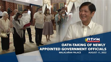 Oath Taking Of Newly Appointed Government Officials 8112022 Youtube