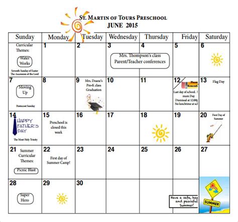 Preschool Calendar Templates 9 Download Free Documents In Pdf