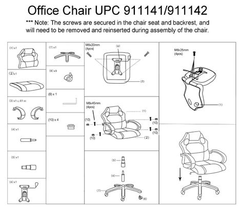 Replacement Parts For Office Chair Model 911141911142911048