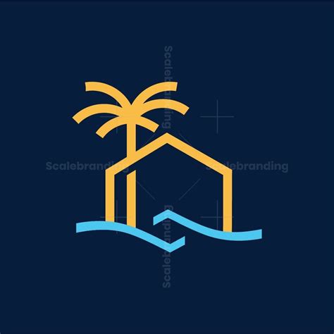 Stylish Beach House Logo Design In Simple Form Includes Subtle Home