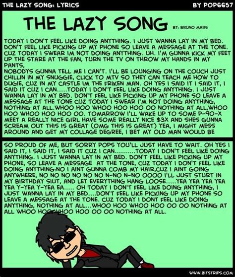 The Lazy Song Is Written In Green And Black With An Image Of A Man