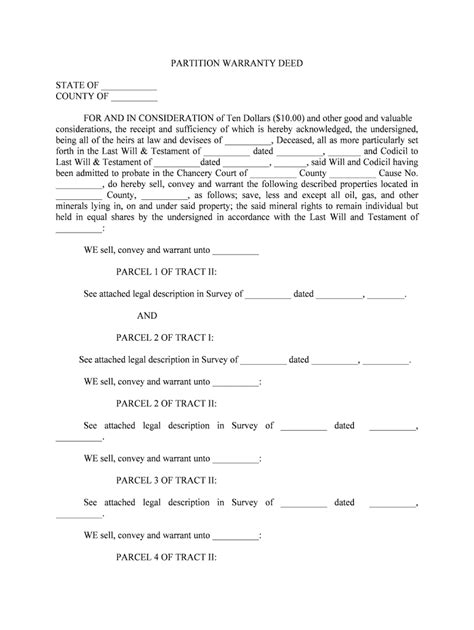 Texas Partition Deed Form Fill Online Printable Fillable Blank
