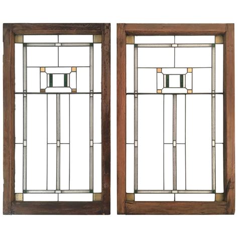 Prairie School Stained Glass Windows In The Manner Of Frank Lloyd Wright At 1stdibs