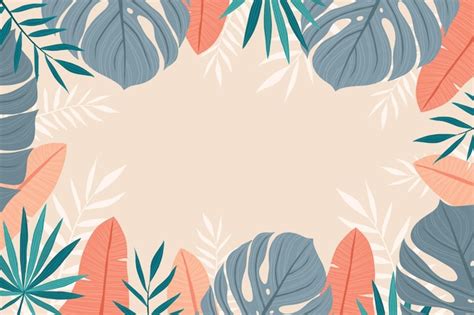 Fondo De Hojas Tropicales Dibujadas A Mano Vector Premium