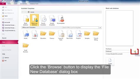 Microsoft Access Create A Blank Web Database Youtube