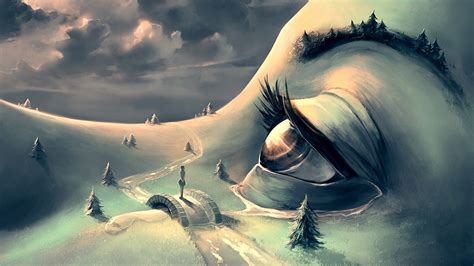 Artwork Fantasy Art Women Hill Forest Surreal Aquasixio Eyes