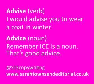 Advise Vs Advice Top Tips To Remember The Difference Sarah Townsend Editorial