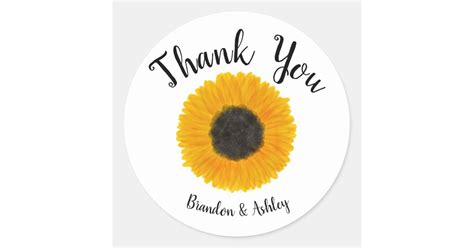 Yellow And White Sunflower Thank You Sticker Card Zazzle