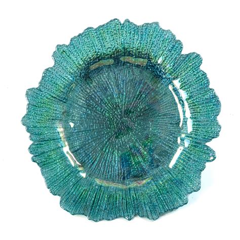 Glass Reef Charger Plate 13 8 Pack Aqua