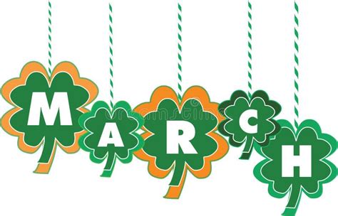 Month Of March Text Within Shamrocks Stock Vector Illustration Of