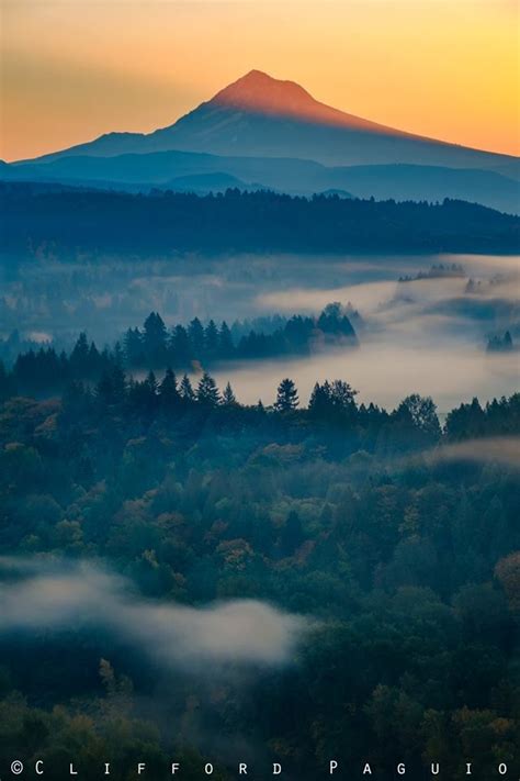Clifford Paguio Photography Beautiful Sunrise With Mt Hood And Fog At