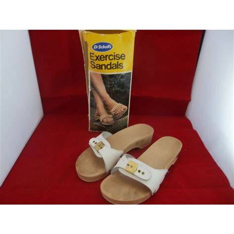 Vintage Dr Scholl S Women S White Wood Exercise Sandals In
