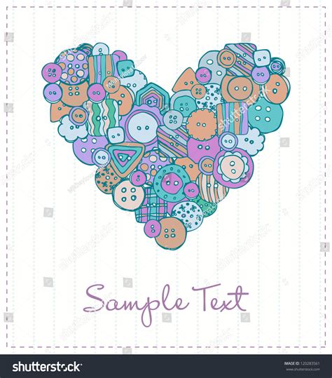Christmas, photo insert, social media instant mess…. Design Template For Greeting Card With Hand Drawn Decorative Buttons Heart And Sample Text ...