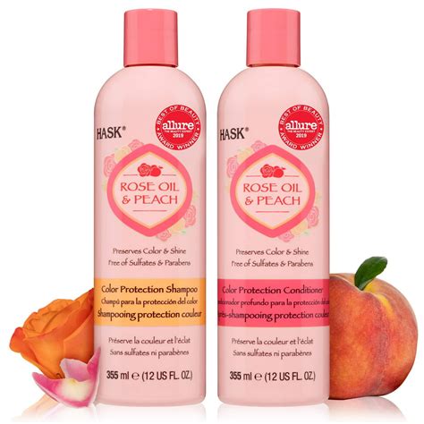 Hask Rose Oil Peach Shampoo And Conditioner Set Color Protecting