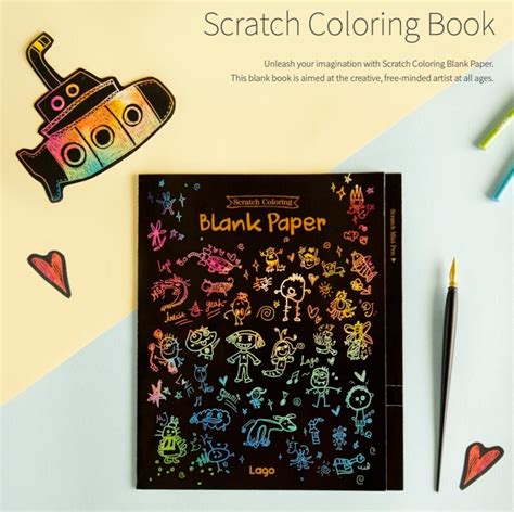 Blank Coloring Book Scratch Coloring For Kids Diy Coloring Etsy