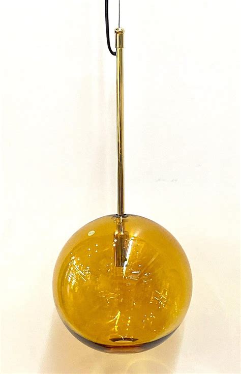 6 Italian Hand Blown Amber Glass Globe Pendant Lights 6 Available For Sale At 1stdibs Hand