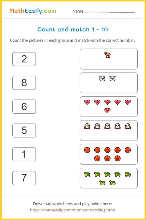 Number Matching Game Online Printable