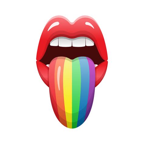 Labios Lgbt Con Lengua De Color Arcoiris Ilustración De Vector De Orgullo Gay Y Lesbiana Sobre