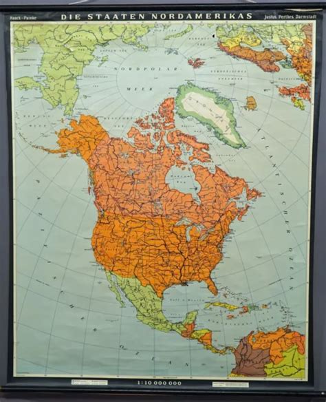 Vintage Map Wall Chart Countries Of North America Rollable Poster £164