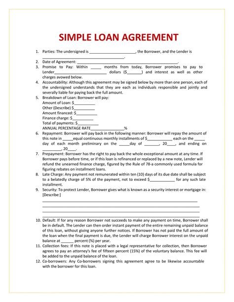 Printable Free Loan Agreement Template Printable Templates