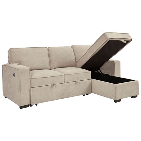 Signature Design By Ashley Darton Sofa Chaise With Pop Up Bed And Storage