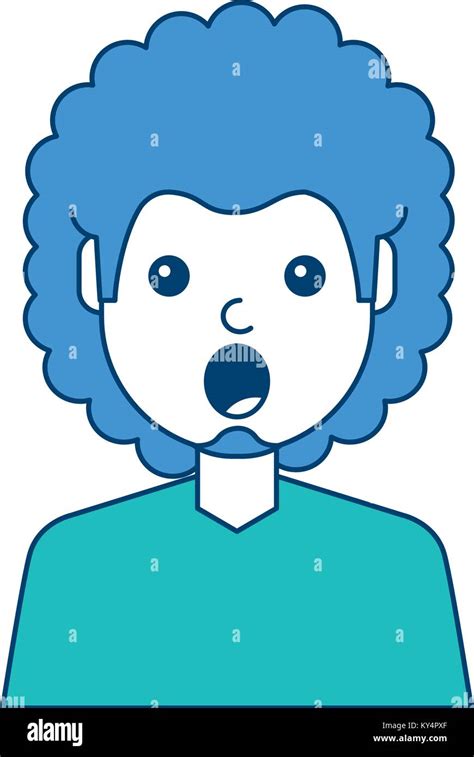 portrait surprised man face expression vector illustration blue and green design stock vector