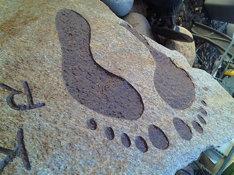 Engraved Stone Footprints Stone Engraving Custom Engraved Stone