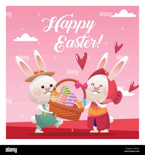 Cute Easter Couple Rabbit Heart Stock Vector Images Alamy