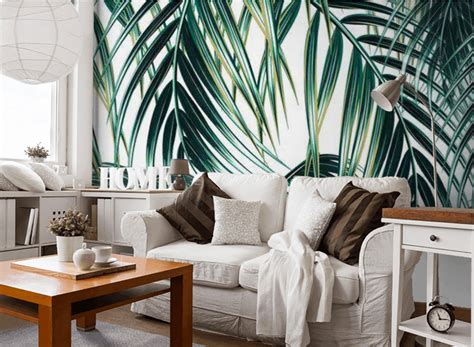 Wallpaper Palm Leaves Large Tropical Wall Mural Removable Self Etsy