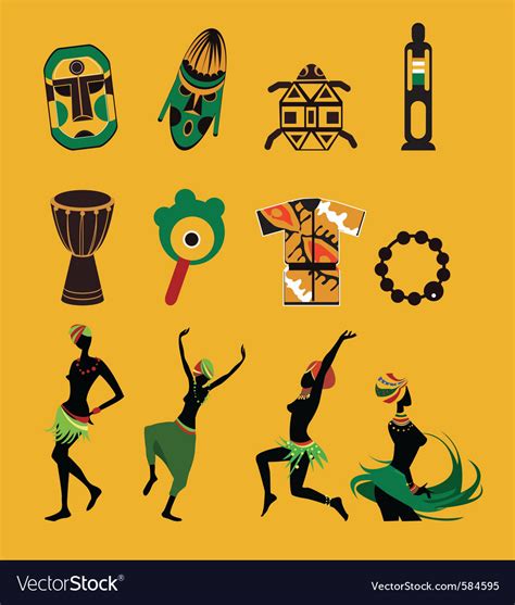 African Icons Royalty Free Vector Image Vectorstock