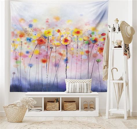 Ambesonne Watercolor Flower Tapestry Flowers In Soft