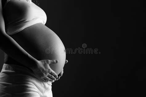 Belly Of Pregnant Woman Monochrome Stock Image Image Of Beautiful Cute 79852255