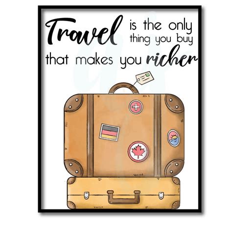 Travel Makes You Richer Quote Size 8x10 Inches Aesthetic Journeys