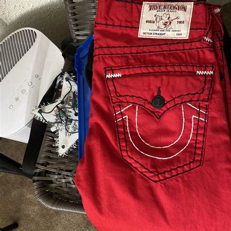 Rare Red True Religion Jeans In Good Condition Size Depop