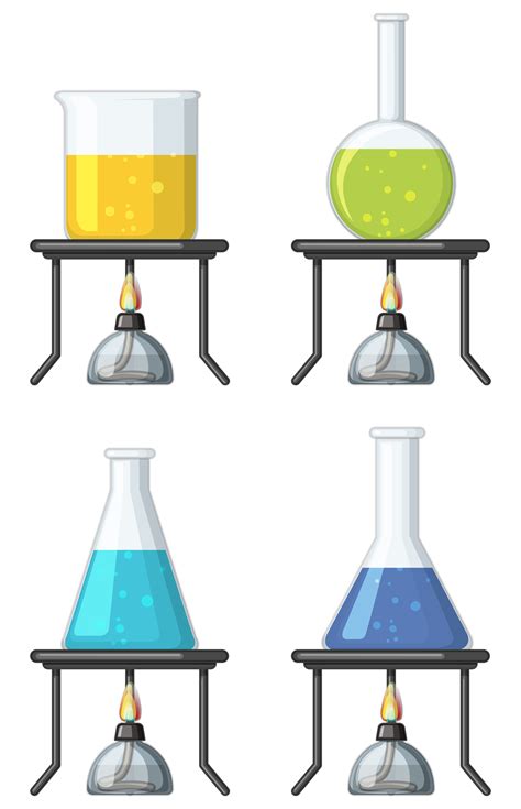 Four Beakers With Colorful Liquid 559812 Vector Art At Vecteezy