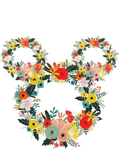 Floral Mickey Head Svg Pdf Png Etsy