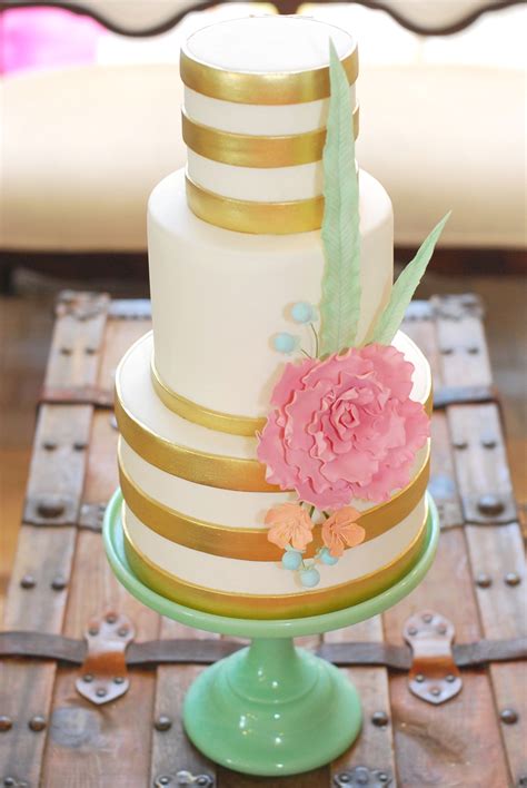 I am sorry i didn't film the whole decoration proceed but my. Metallic Gold Stripe Wedding Cake With Pastel Gumpaste ...