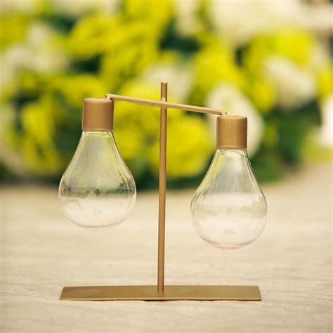 8 Light Bulb Vases Set Hydroponic Vase With Gold Metal Stand Light