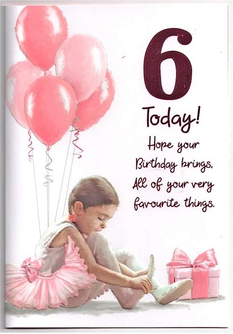 Birthday Card For Six 6 Year Old Girl Free 1st Class Post Uk