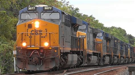 Big String Of Power On Csx Mixed Freight Train Amtrak Youtube