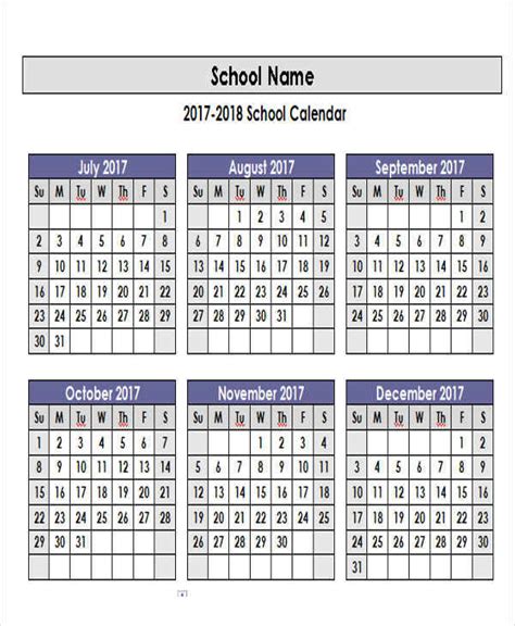 Free Academic Year Calendar Template Aubrey Rhiamon