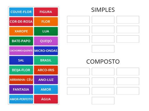 CLASSIFIQUE EM SUBSTANTIVOS SIMPLES OU COMPOSTO Group Sort