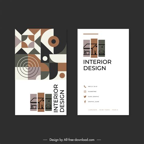 Interior Architect Business Card Templates Abstract Geometry Vectors