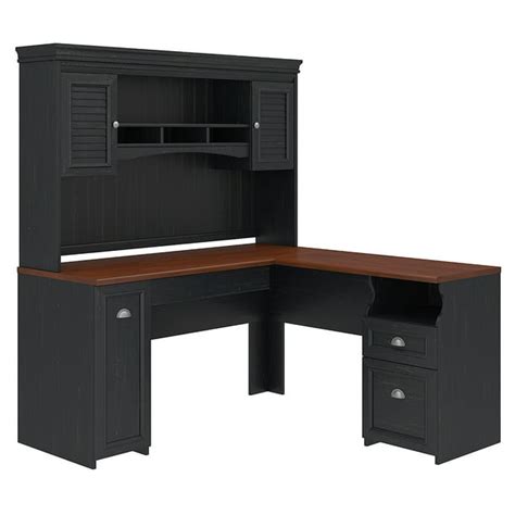 Bush Furniture Fairview L Shaped Desk With Hutch Antique Black