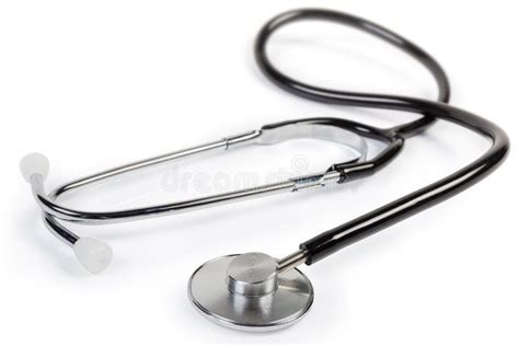 Modern Stethoscope On White Background Close Up In Selective Focus