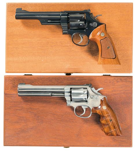 Two Smith And Wesson Da Revolvers W Wood Cases Rock Island Auction