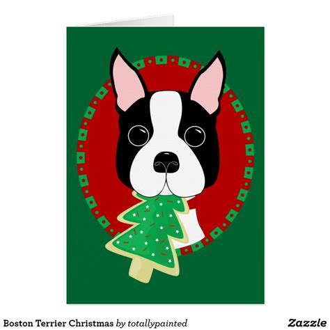 Boston Terrier Christmas Holiday Card Boston Terrier