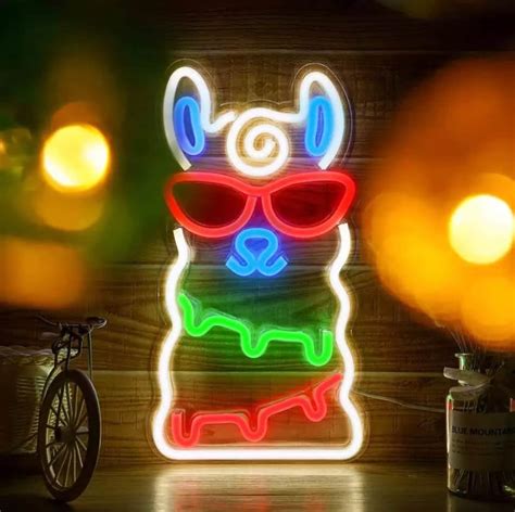 Kawaii Big Led Alpaca Lamp Neon Light Night Lamp Cute Rainbow Etsy
