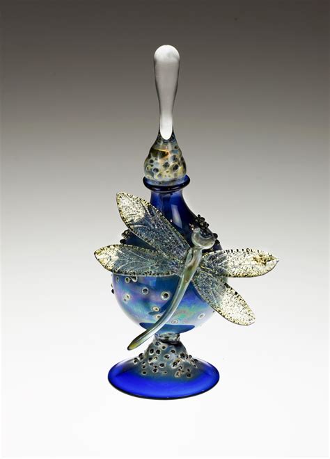 Cobalt Perfume Bottle With Dragonfly By Loy Allen Art Glass Perfume