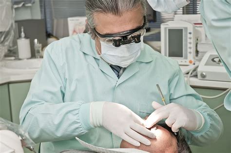 Doctor Checking Human Eye Bed Dentist Dental Office Dentistry